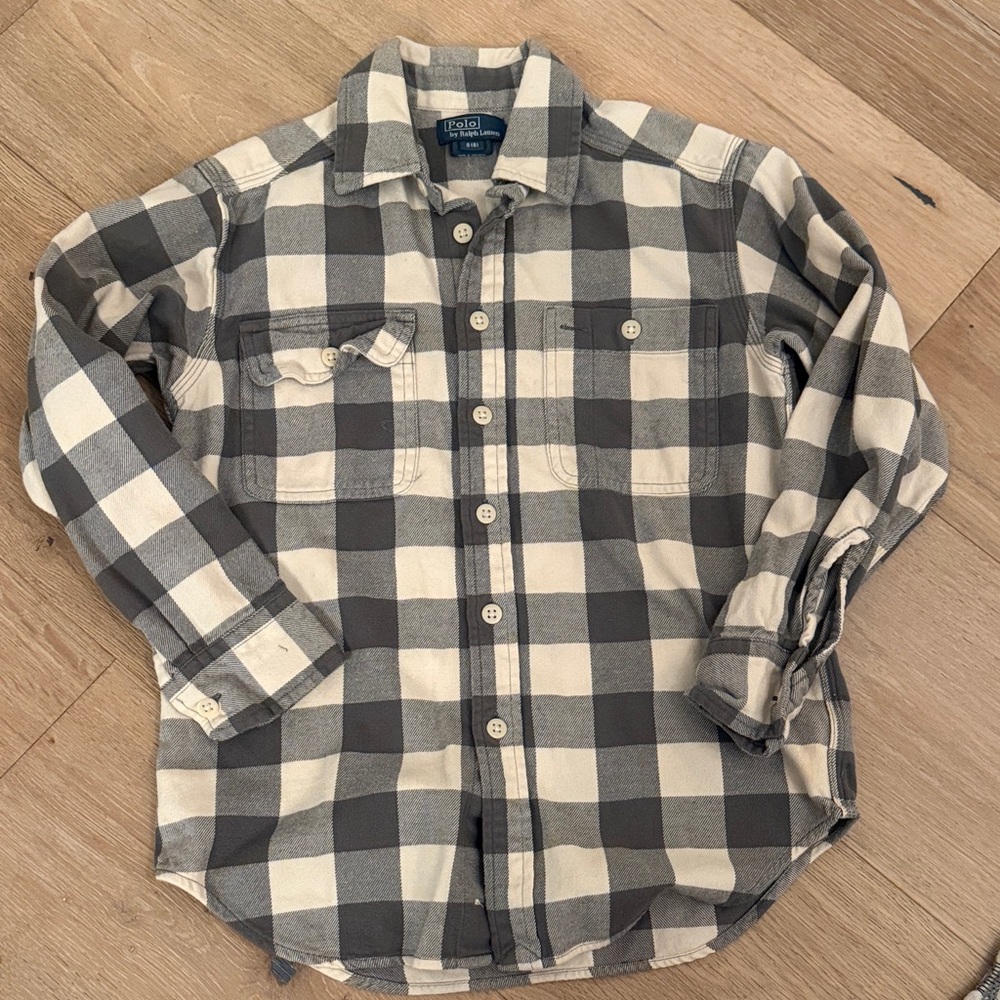 Ralph Lauren Gray and White Checkered Shirt